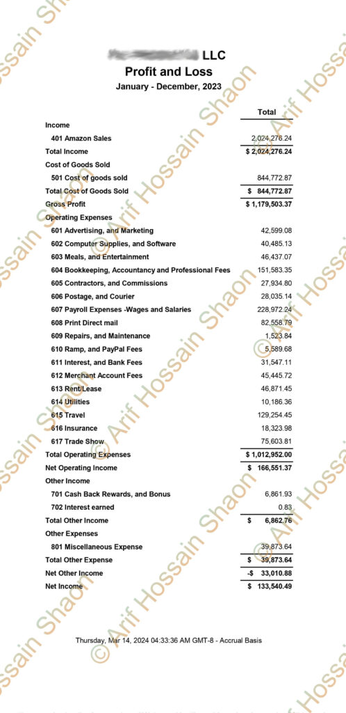 PL Statement, eCommerce Bookkeeper and Accountant Service, AHS, Research with Arif PL Statement, eCommerce Bookkeeper and Accountant Service, AHS, Research with Arif